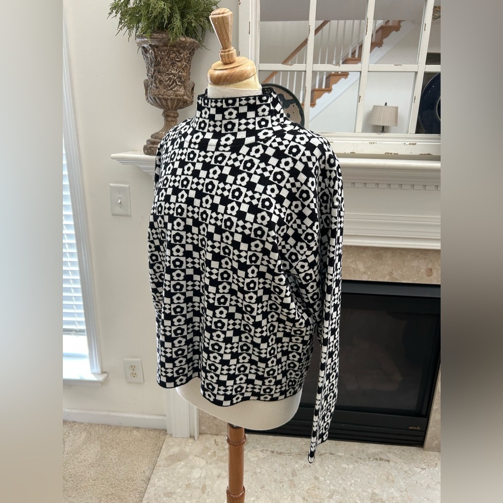 Anthropologie Black and White Cowl Neck Sweater - Picture 5 of 9